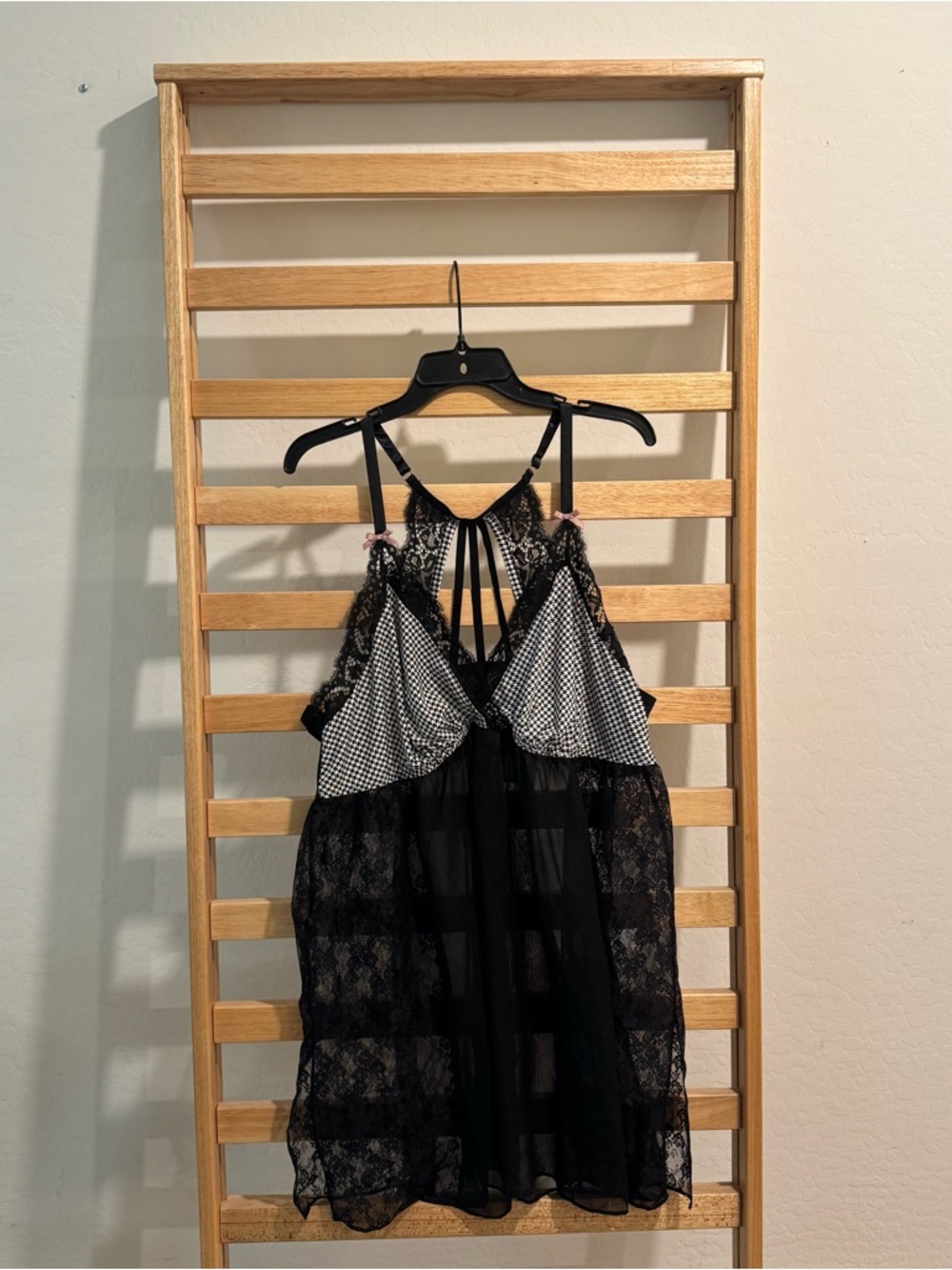 Cacique Black Lace Houndstooth Slip